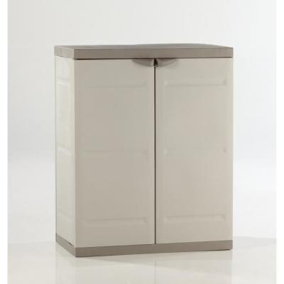 Armoire basse 2 portes TITANIUM Plastiken Beige/Taupe