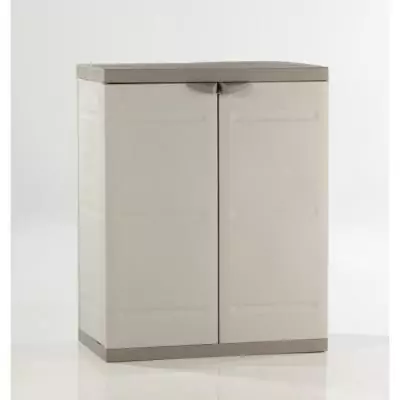 Armoire basse 2 portes TITANIUM Plastiken Beige/Taupe