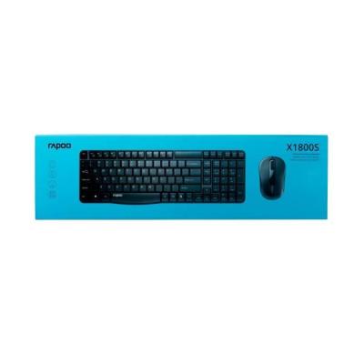 Ensemble clavier souris sans fil Rapoo X1800S, idéal avec pavé numérique, tout en noir. Dimensions compactes et pratiques pour u