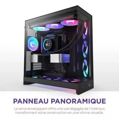 Boitier moyen-tour - NZXT - CM-H92FB-R1 - H9 Flow RGB - Double chambre - Ventilateurs RGB inclus - Noir Boitier moyen-tour - NZXT - CM-H92FB-R1 - H9 Flow RGB - Double chambre - Ventilateurs RGB inclus - Noir