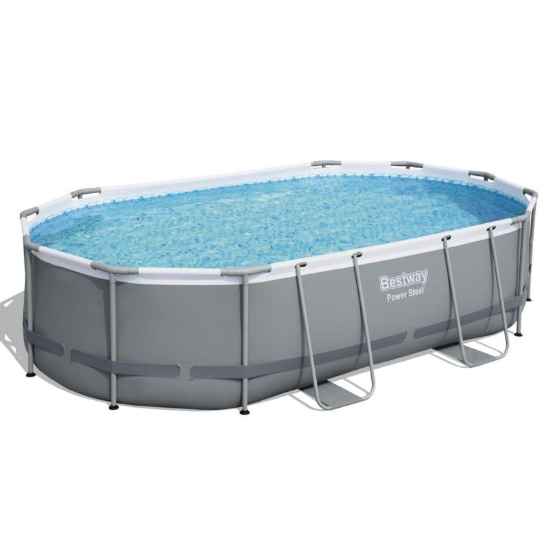 Bestway Power Steel 56448 Piscine hors sol Oval 10949 L Bleu, Gris