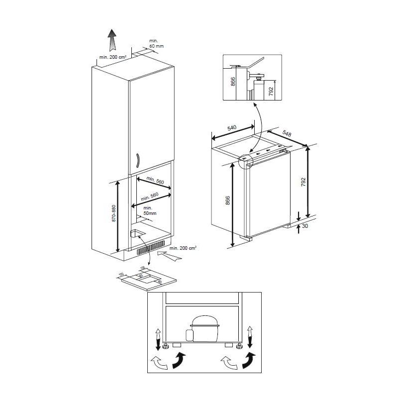 Beko B1854N frigo combine Intégré 110 L E Blanc