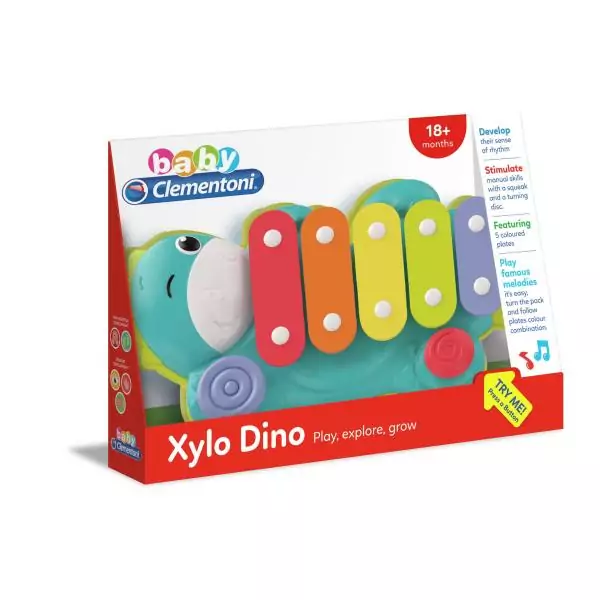 BabyClementoni - Xylodino - Xylophone - Jouet Musical Dinosaure - 5 Lames Colorées