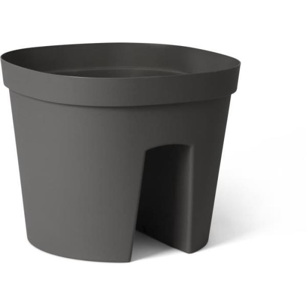 Pot balustrade - GARDEN ID Smile - Anth. 30 cm - S'adapte a toutes les balustrades - Réserve d'eau - recyclé et 100% recyclabl