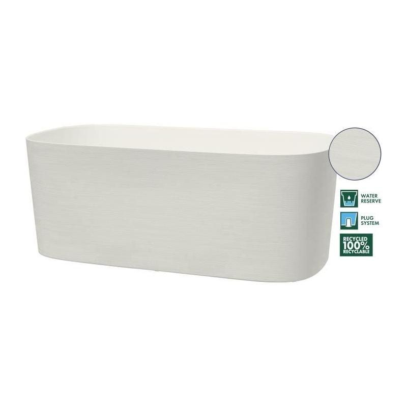 Jardinière avec réserve d'eau 100% recyclable - Blanc 50 x 17 cm