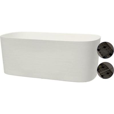 Jardinière avec réserve d'eau 100% recyclable - Blanc 50 x 17 cm