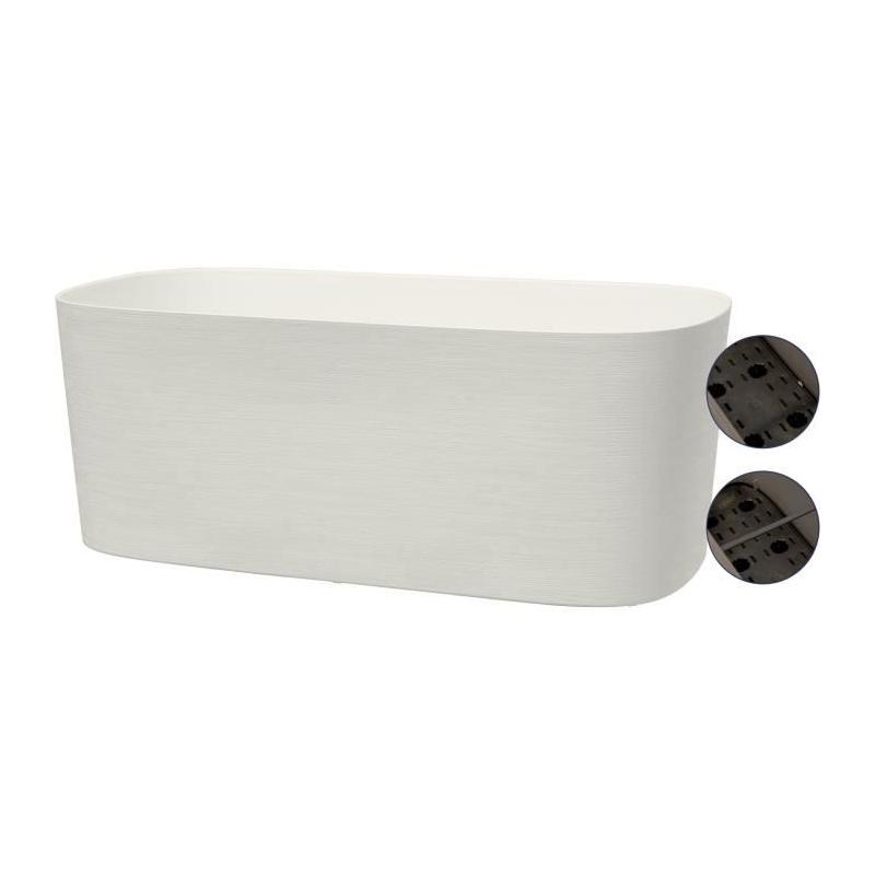 Jardinière avec réserve d'eau 100% recyclable - Blanc 50 x 17 cm