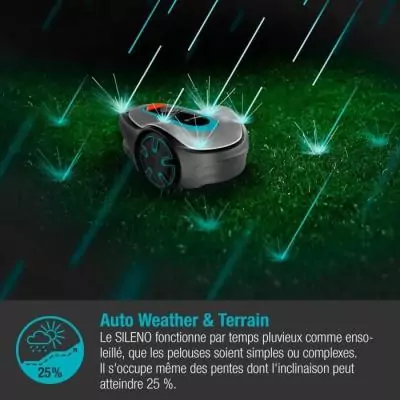 Tondeuse robot GARDENA SILENO minimo 250 - Bluetooth - 250m² - Triple lames pivotantes
