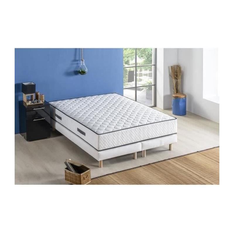Ensemble matelas + sommiers 2 x 90 x 200cm - Ressorts ensachés - Confort 7 zones - Équilibré
