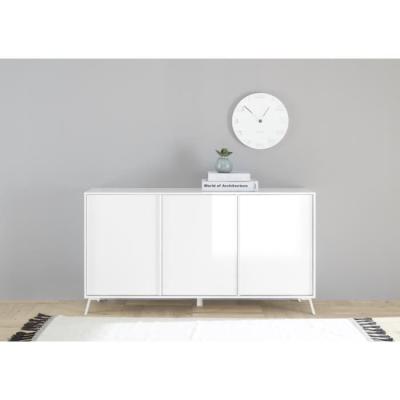 Buffet CITIZEN Blanc Brillant 3 Portes - 156x40x84 cm