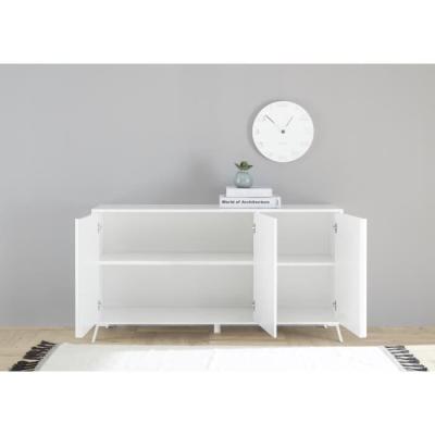 Buffet CITIZEN Blanc Brillant 3 Portes - 156x40x84 cm