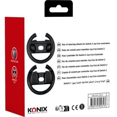 Paire de volants KONIX pour Joy-Con Nintendo Switch 2 - Noir