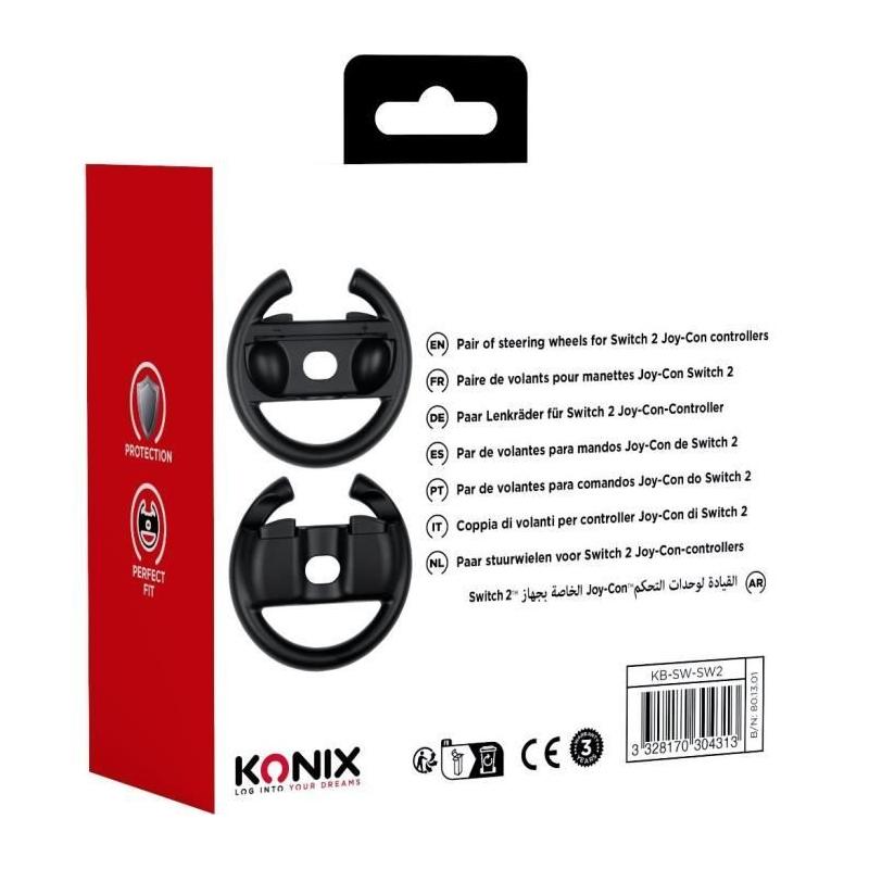 Paire de volants KONIX pour Joy-Con Nintendo Switch 2 - Noir