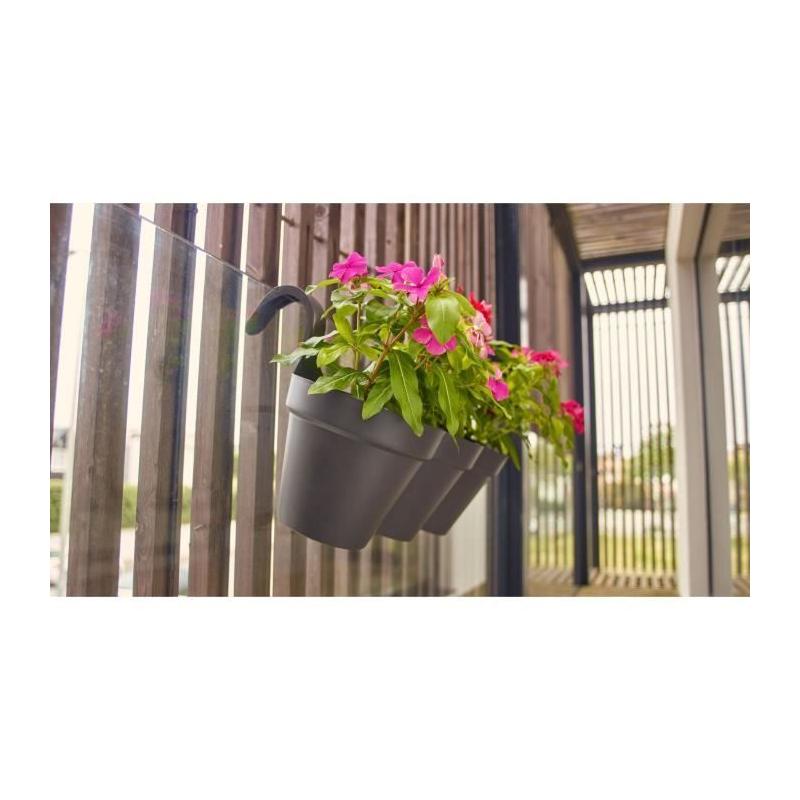 Pot de fleurs pour balcon Capri Individ - 30,5 x 54 x H 28 cm - Gris anthracite