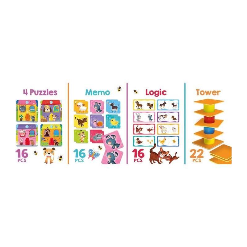 La Ferme 4 en 1 - Coffret éducatif pour bébé - Puzzle et associations