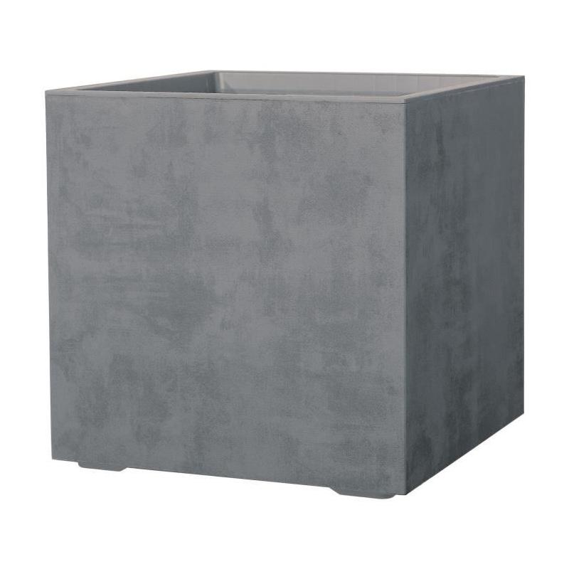 Pot de fleur Cube DEROMA - Millennium R - Ashgrey - Avec réserve d'eau - Roulettes 49 cm