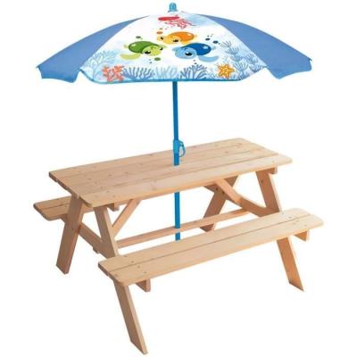 Table pique-nique en bois tortue avec parasol - Fun House