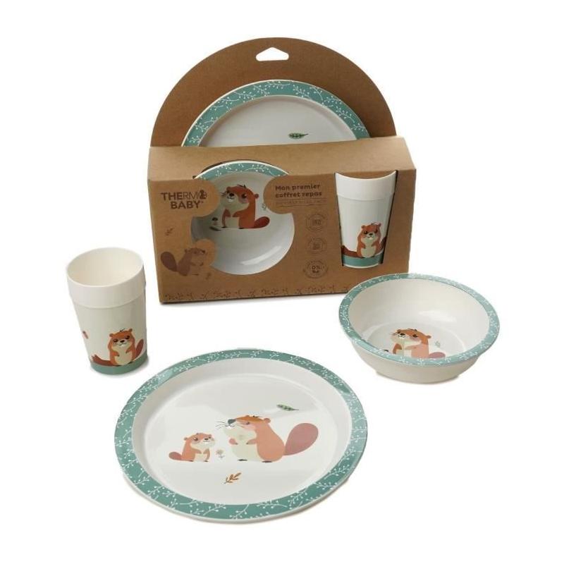 Ensemble repas micro-ondes THERMOBABY - Castor - Assiette, bol, gobelet