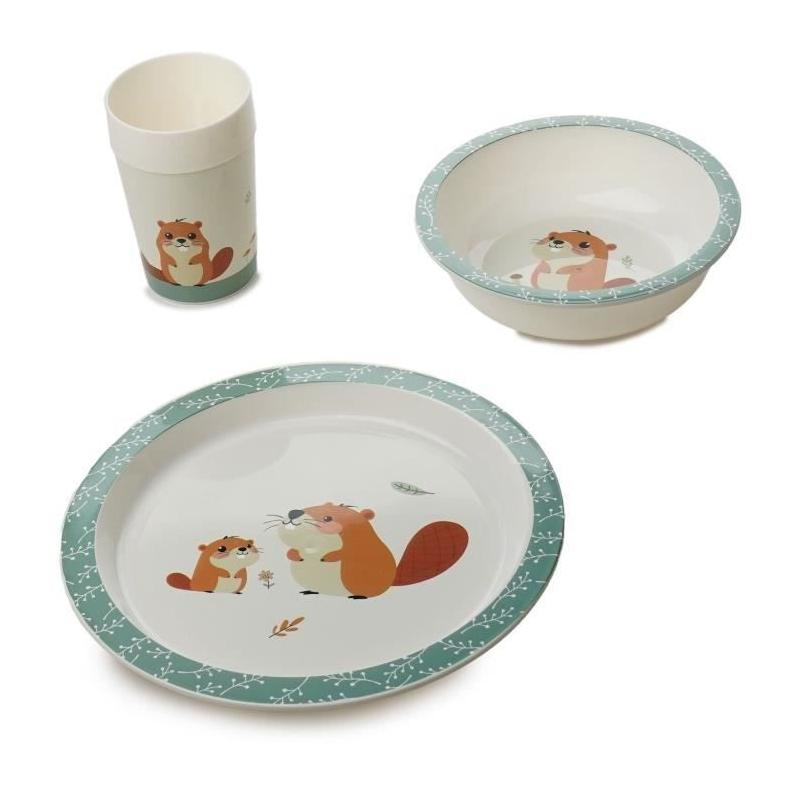 Ensemble repas micro-ondes THERMOBABY - Castor - Assiette, bol, gobelet