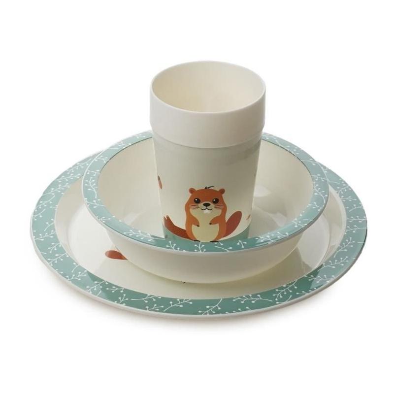 Ensemble repas micro-ondes THERMOBABY - Castor - Assiette, bol, gobelet