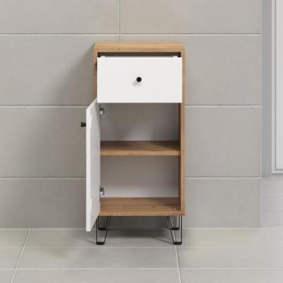 Armoire de salle de bain mat blanc et chêne - Pratique et élégante