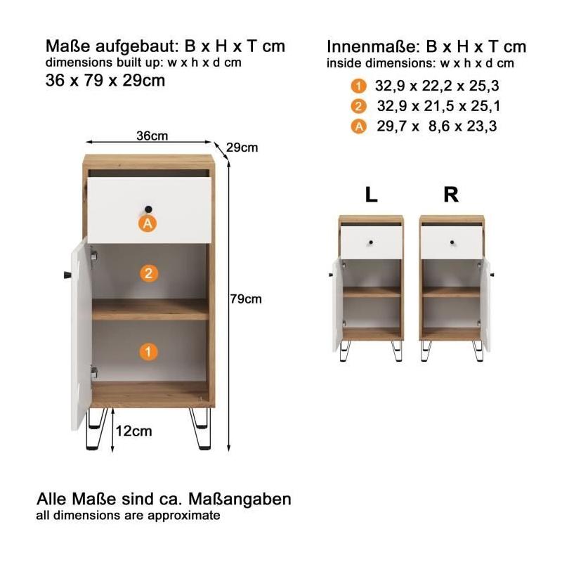 Armoire de salle de bain mat blanc et chêne - Pratique et élégante