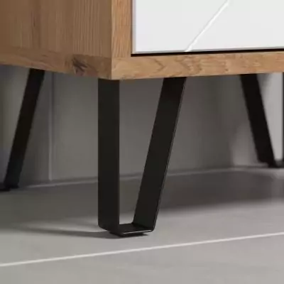 Armoire de salle de bain mat blanc et chêne - Pratique et élégante