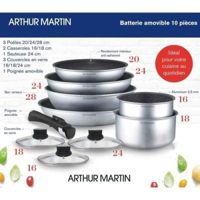 Ensemble de cuisine Arthur Martin AM167S 10 pièces - Pratique et élégant!