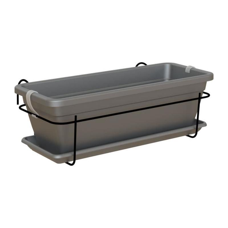 Kit jardinière balcon ARTEVASI VENEZIA 50cm anthracite - Avec réserve d'eau