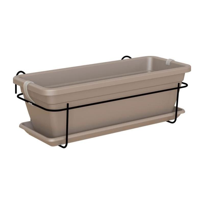 Kit balcon ARTEVASI - Jardinière Venezia 50cm taupe - Déco florale chic