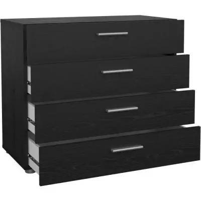 Commode PEPE 4 tiroirs Noir Frêne - Organisation élégante Commode PEPE 4 tiroirs Noir Frêne - Organisation élégante