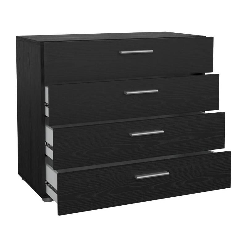 Commode PEPE 4 tiroirs Noir Frêne - Organisation élégante
