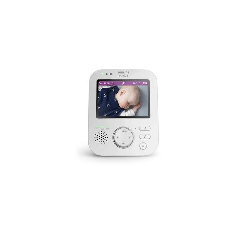 Babyphone Vidéo 300m - Écran 3,5' couleur zoom x2 - Berceuses - Veilleuse - Température