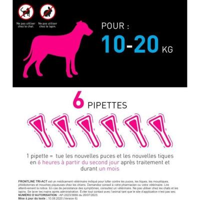 Pipettes FRONTLINE Tri-Act M pour chiens 10-20 kg
