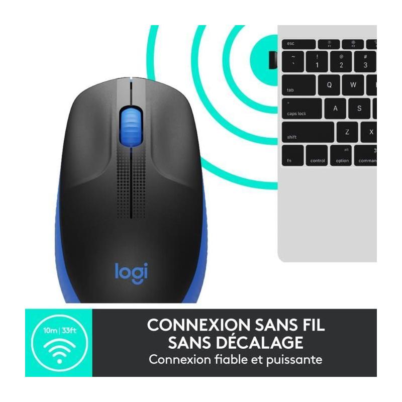Souris ergonomique sans fil Logitech M190 - Bleu