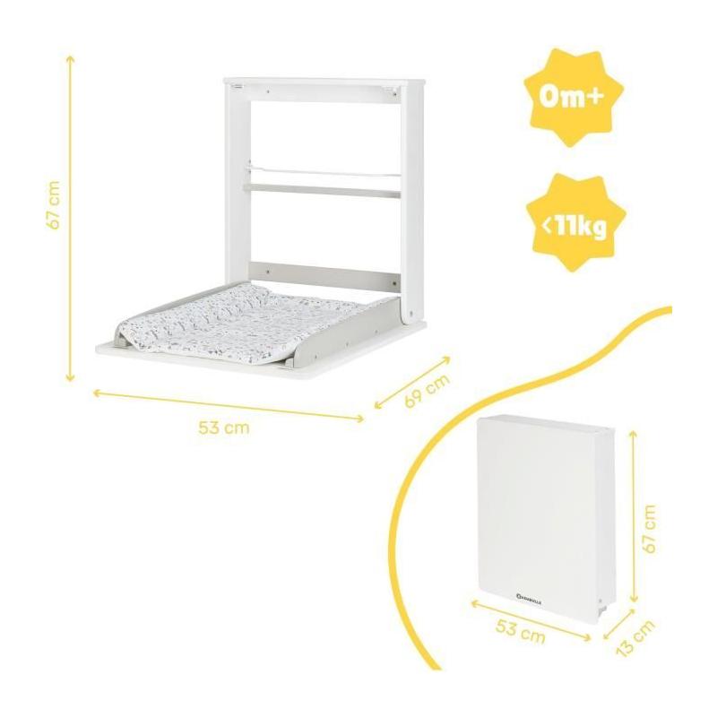 Table à langer murale Badabulle Plouf - Compacte et pliable