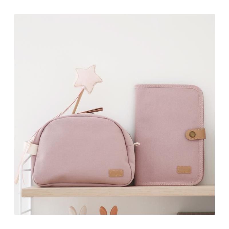 Protège carnet de santé BEABA en toile rose poudré