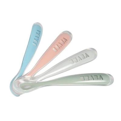 Cuillères silicone 1er âge BEABA - Lot de 4 - Souples pour les gencives