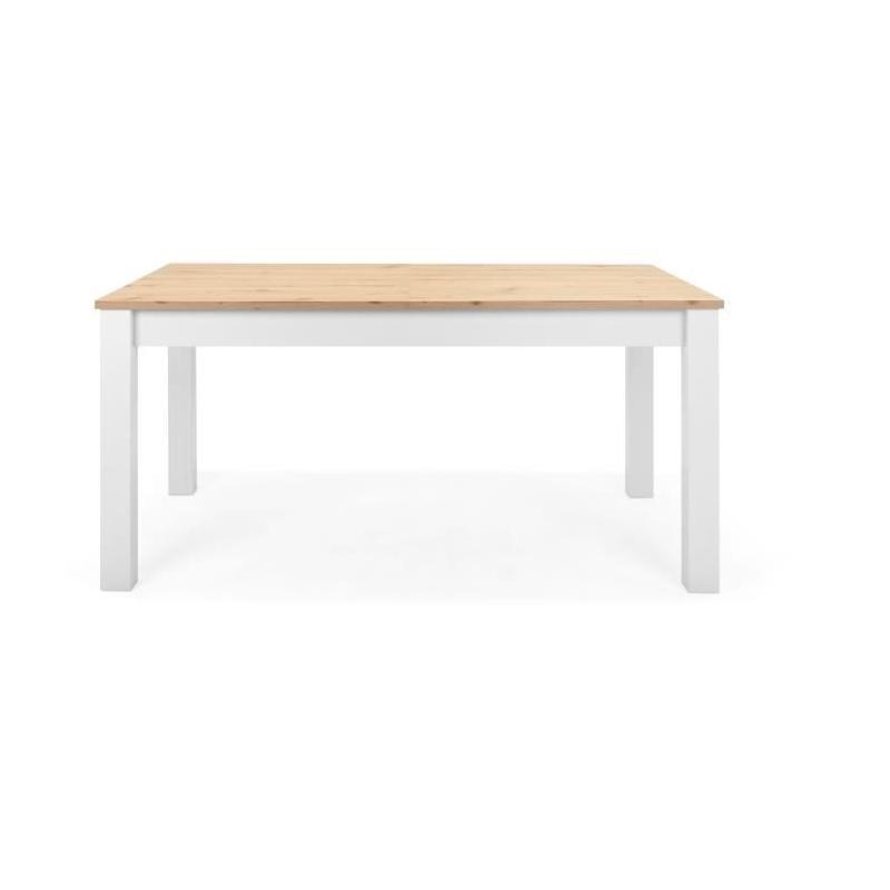 Table à manger extensible BERGEN - Décor chêne artisan et blanc