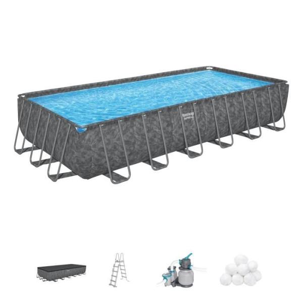 Kit Piscine hors sol tubulaire BESTWAY - APX 365™ - 732 x 366 x 132 cm - Rectangulaire (Filtre a sable, 250 g polysphere, éch