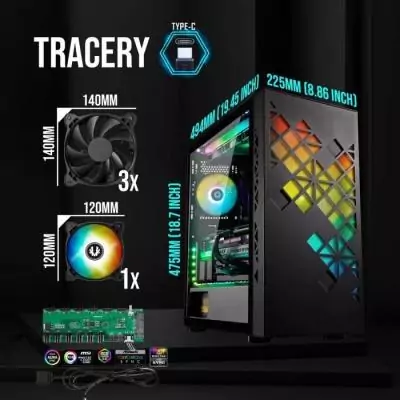 Boitier PC sans alimentation - BITFENIX Tracery ARGB (Noir) - Moyen tourE-ATX Boitier PC sans alimentation - BITFENIX Tracery ARGB (Noir) - Moyen tourE-ATX