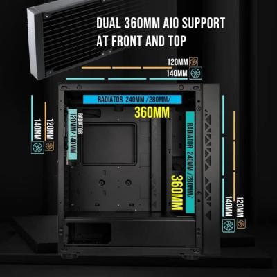 Boitier PC sans alimentation - BITFENIX Tracery ARGB (Noir) - Moyen tourE-ATX
