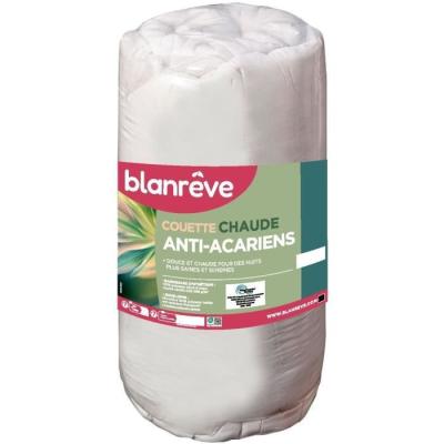 Couette chaude anti-acariens BLANREVE 400 gr/m² 200x200 cm - Blanc