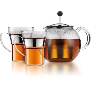 Ensemble théière à piston BODUM - ASSAM : 1.0 l + 2 tasses verre 0.35 l