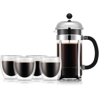 Cafetière à piston BODUM CHAMBORD SET + 4 verres PAVINA - Ensemble élégant