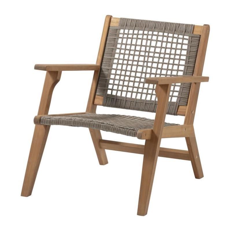 Fauteuil de jardin BORA en bois d'Acacia FSC et résine tressée