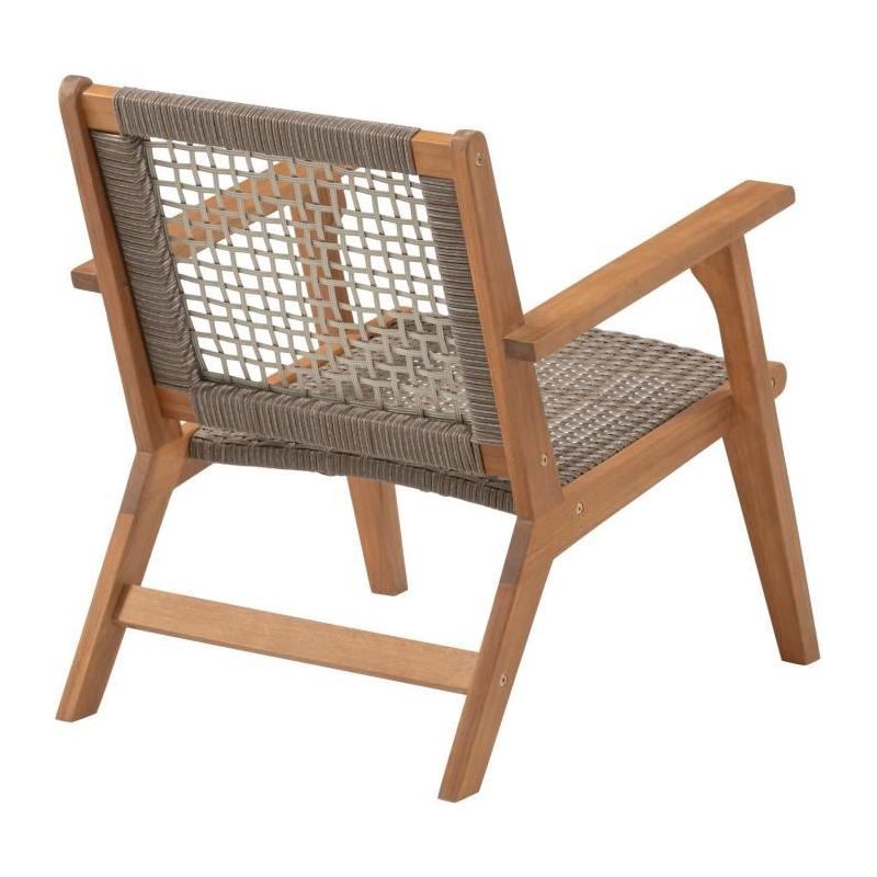 Fauteuil de jardin BORA en bois d'Acacia FSC et résine tressée