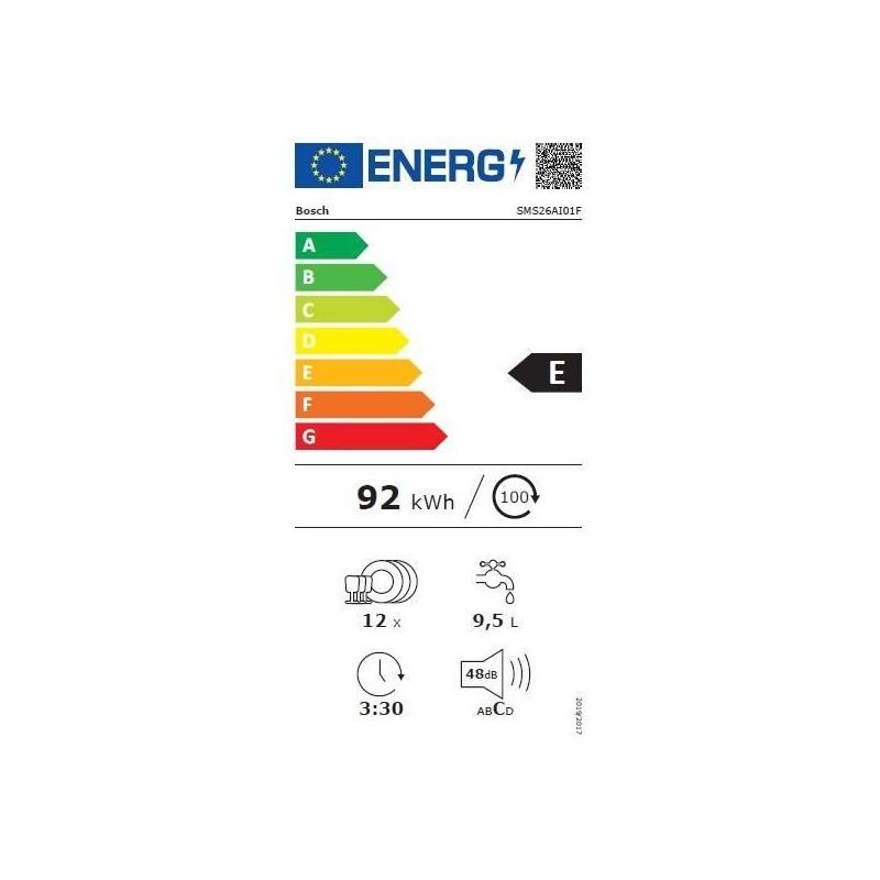 Bosch Serie 2 SMS26AI01F lave-vaisselle Pose libre 12 couverts E