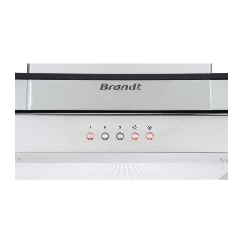Hotte murale BRANDT BHB1644IX 60cm Inox + Verre