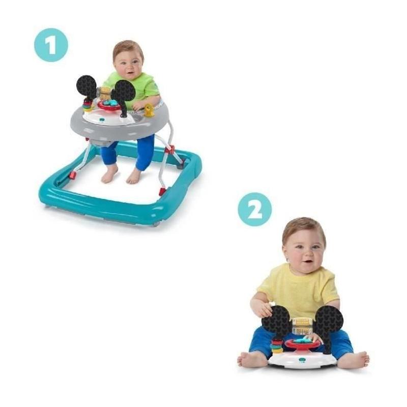 Trotteur bébé évolutif et pliable 2-en-1 Disney Mickey - Jouet d'éveil intégré